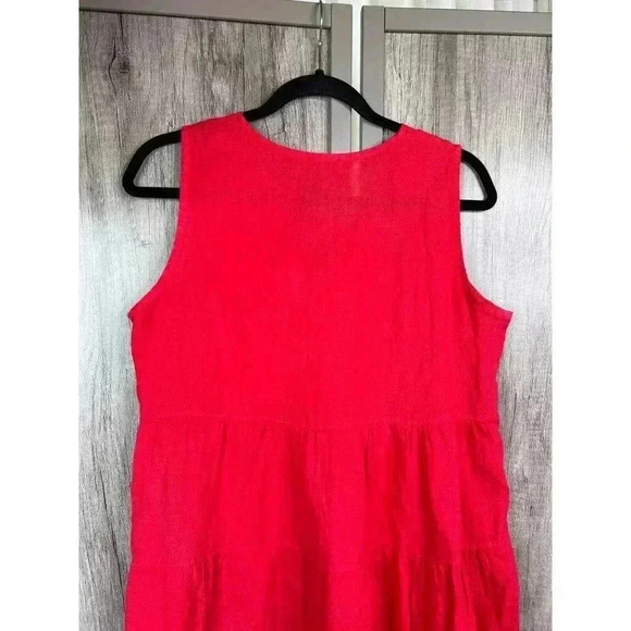 Rosemarine Dress Small Linen Tiered Red Color Sleeveless Made in Italy Sz S - Picture 9 of 9